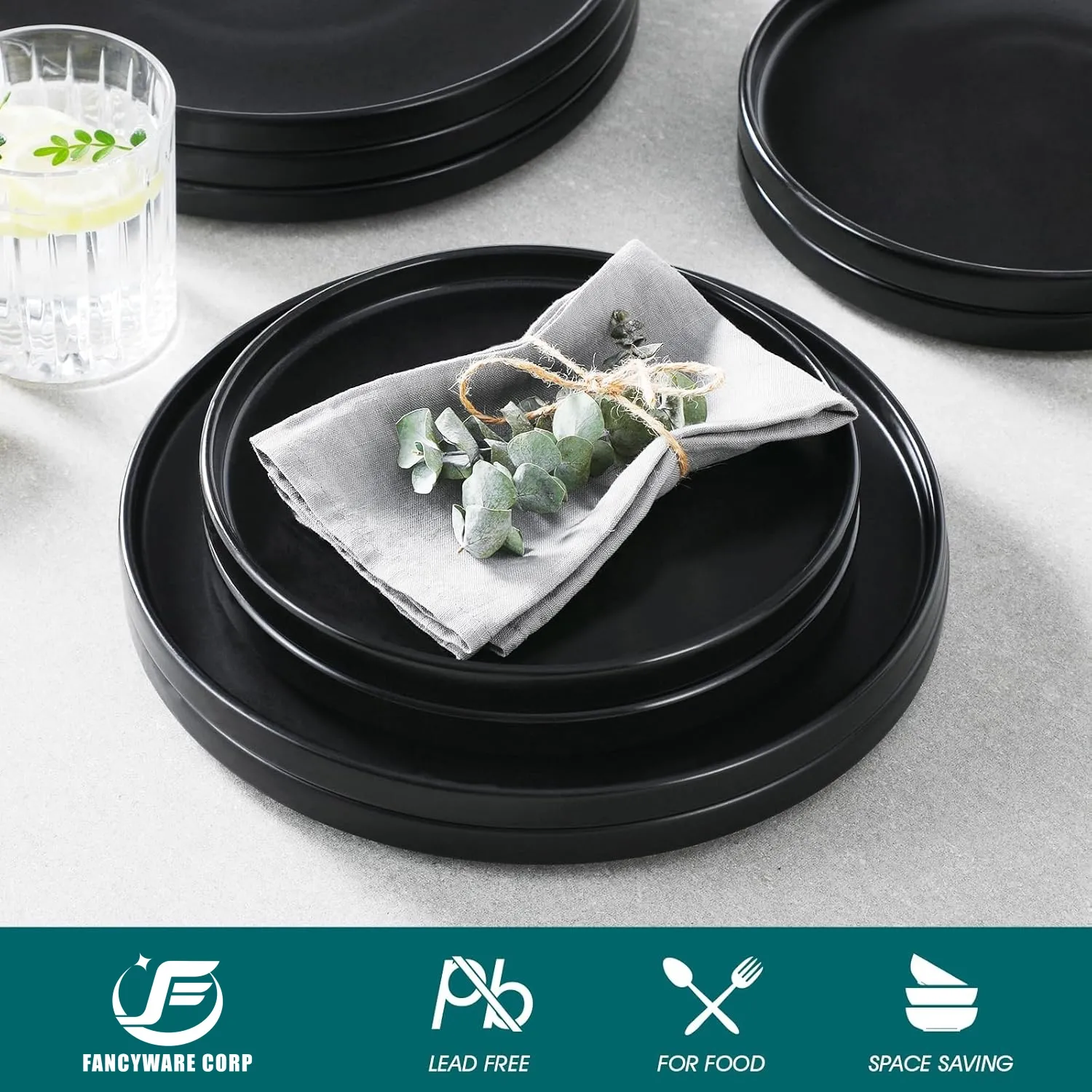 Black Ceramic Dinner Plates