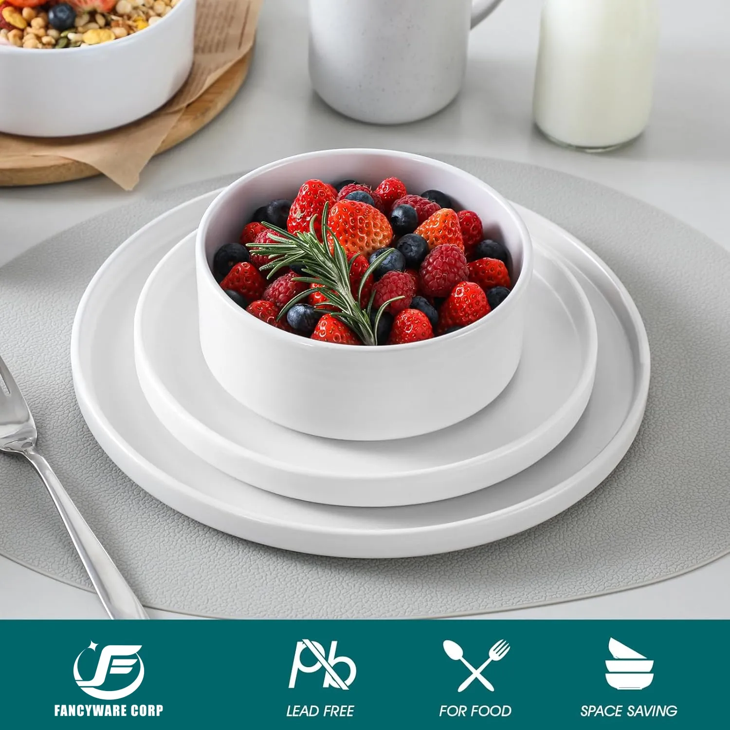 White Deep Ceramic Salad  Bowls