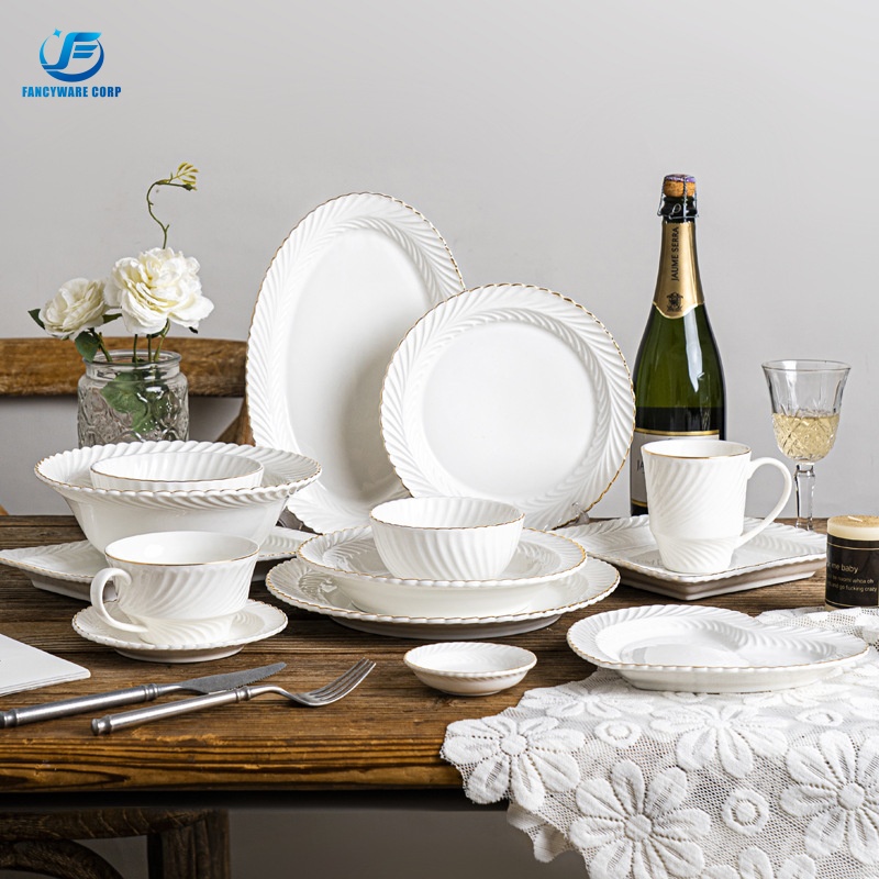 Creative Gold-Painted Ceramic Tableware Set with Logo: Elevate Your Brand with Custom Luxury